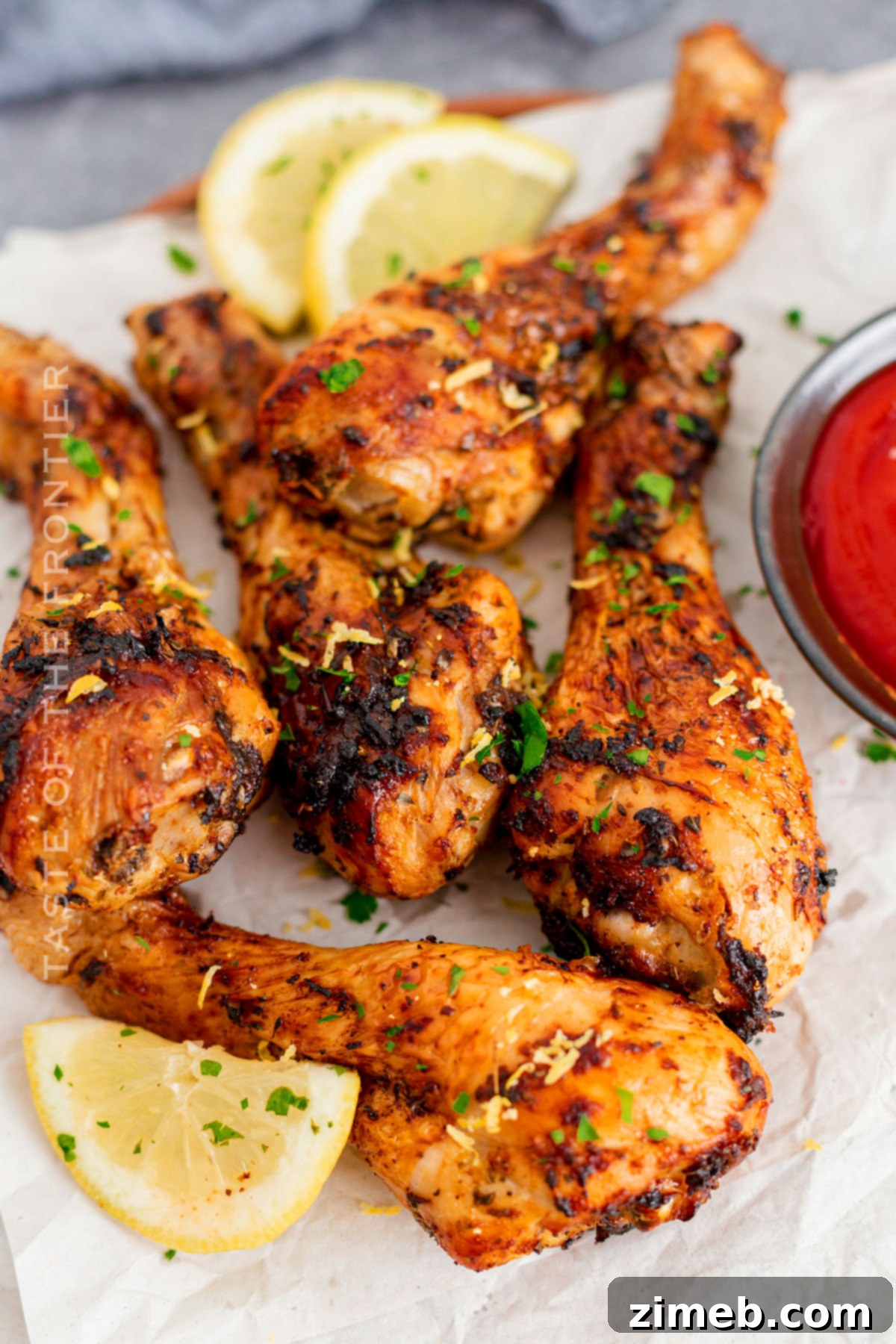 Air Fryer Chicken Legs Recipe with lemon and herbs
