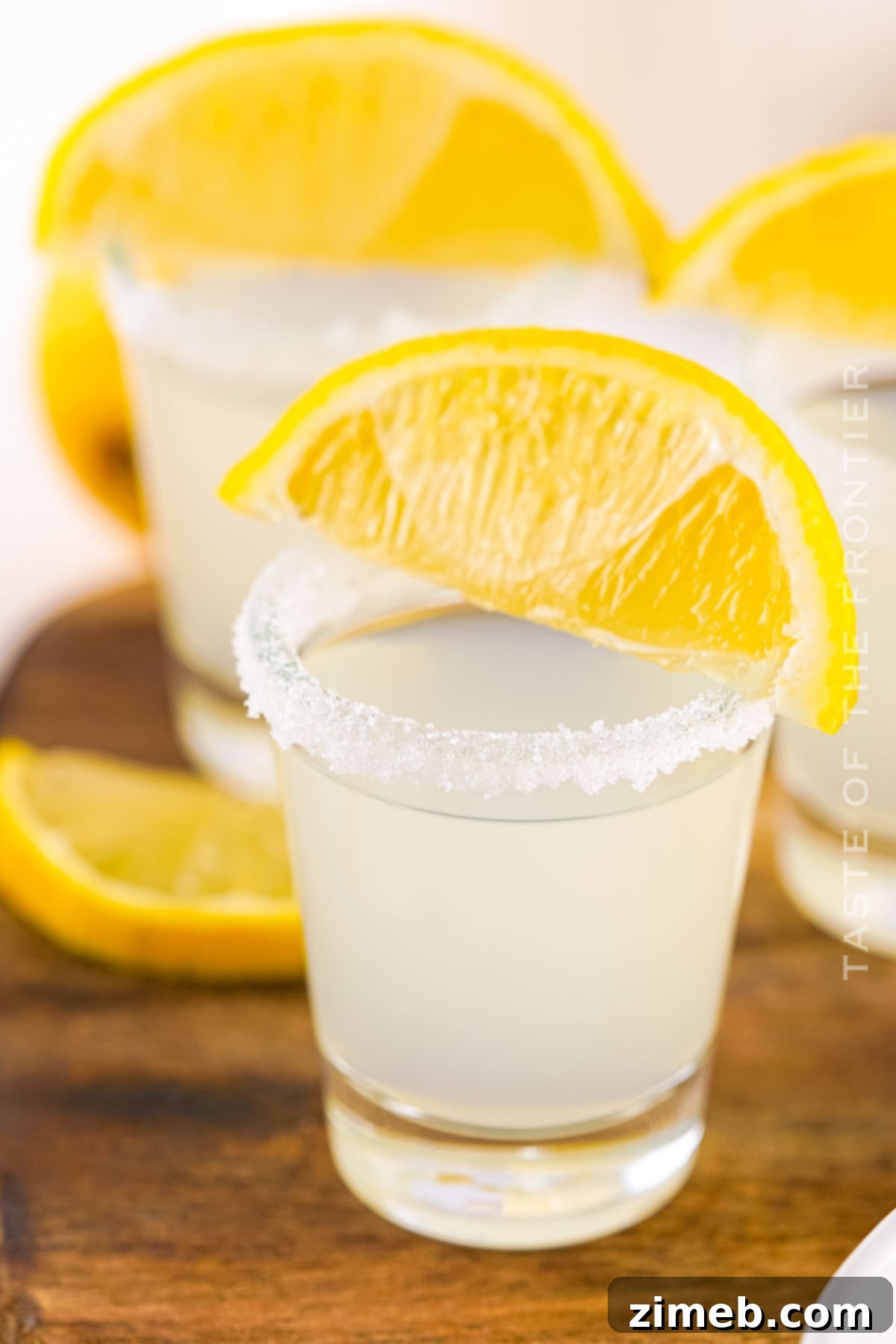 A collection of sparkling Lemon Drop Shots, beautifully presented with lemon slices and sugared rims.