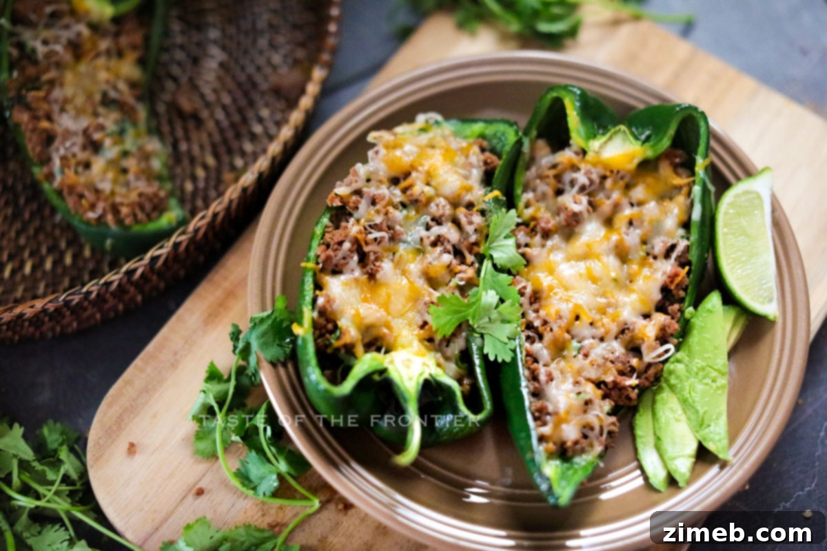Cheesy stuffed poblano peppers ready to eat