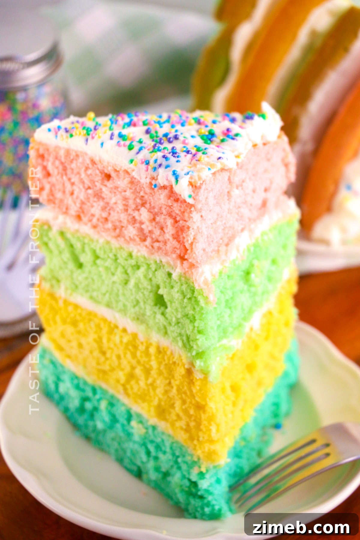 Bake Mom Happy 15 Close-up of a colorful spring cake slice