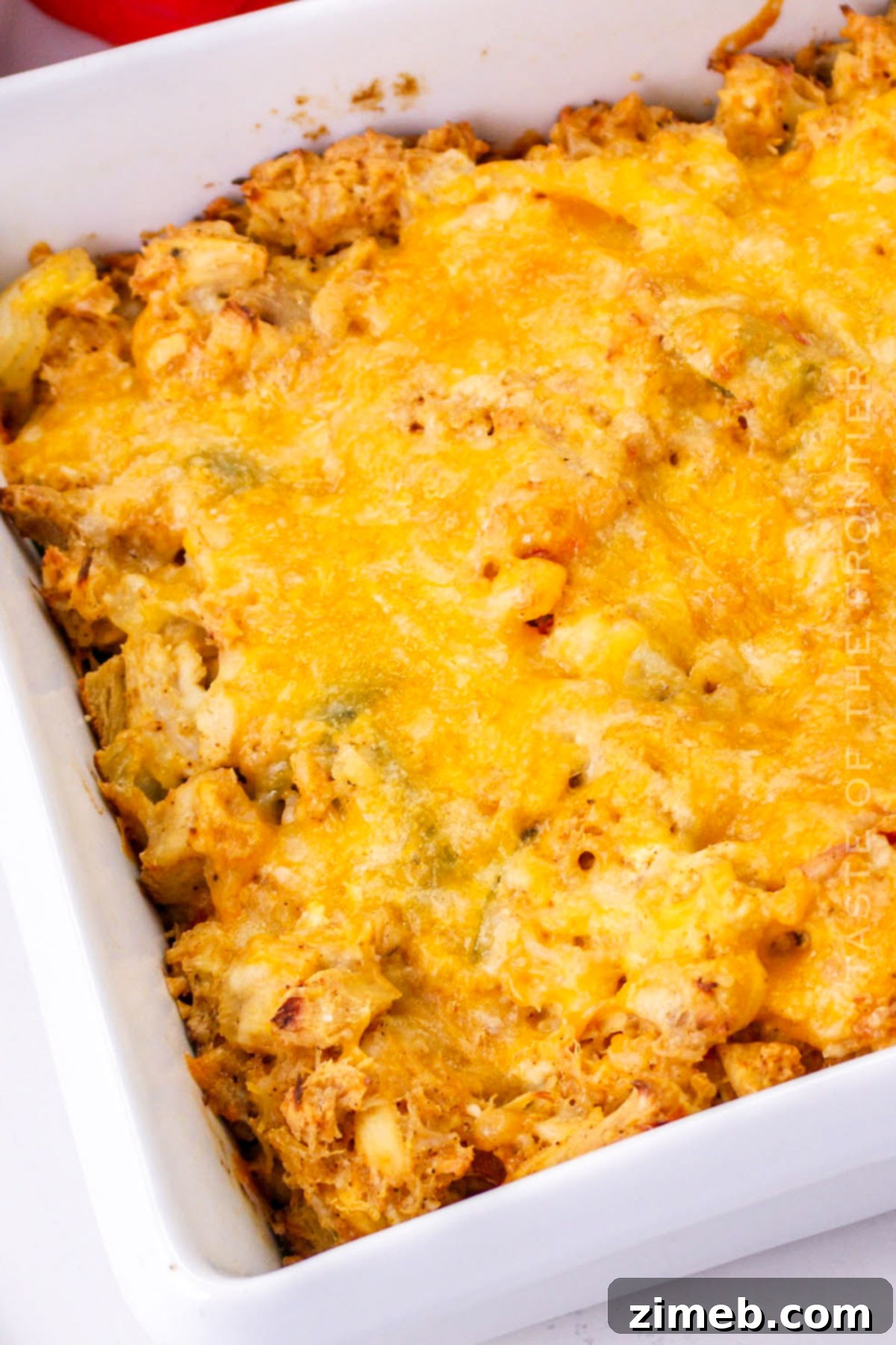 Fiesta Chicken Bake 9 Baked chicken casserole with melted cheese topping