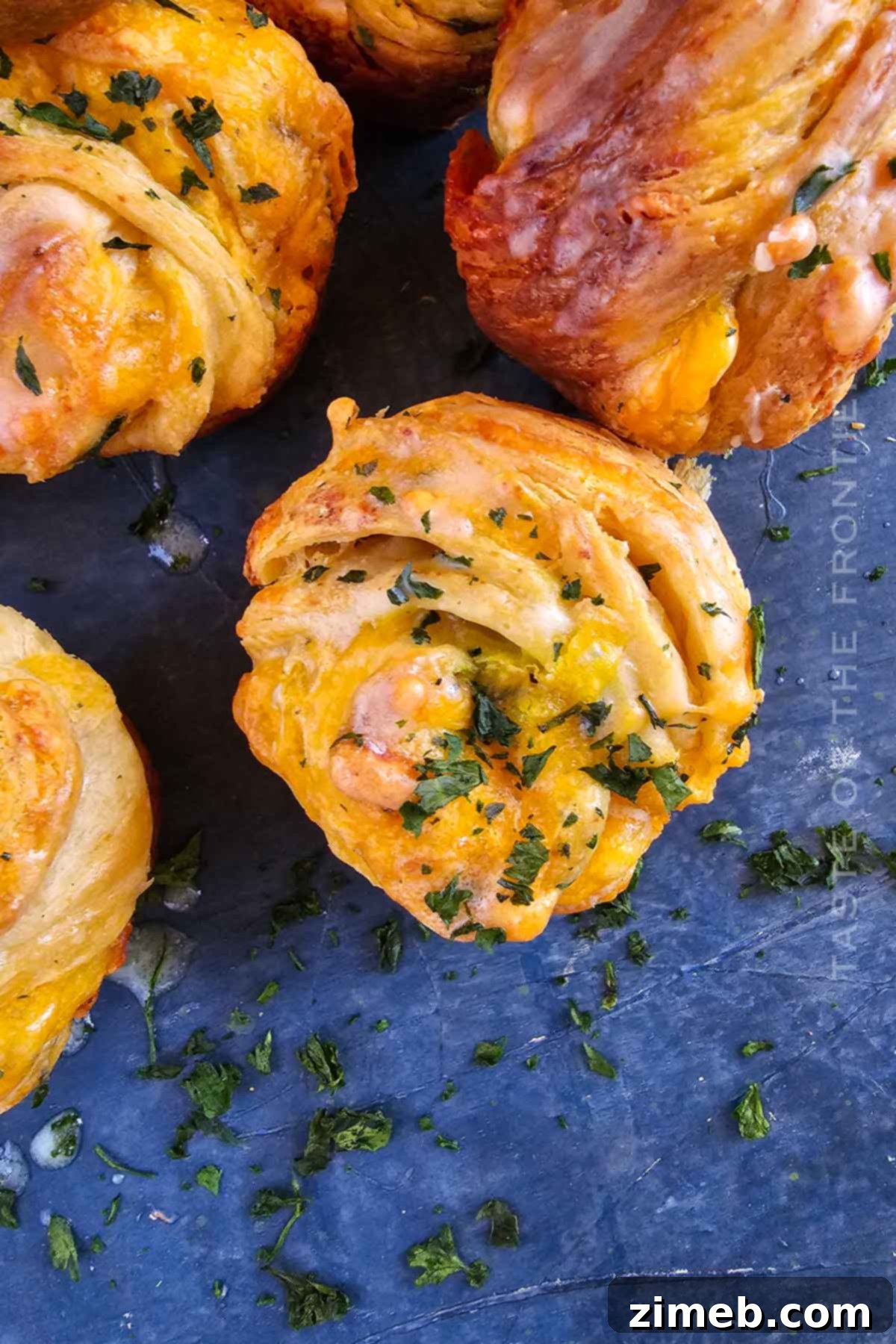 Zesty Cheddar Ranch Cruffins 3 cheesy cruffin dinner rolls