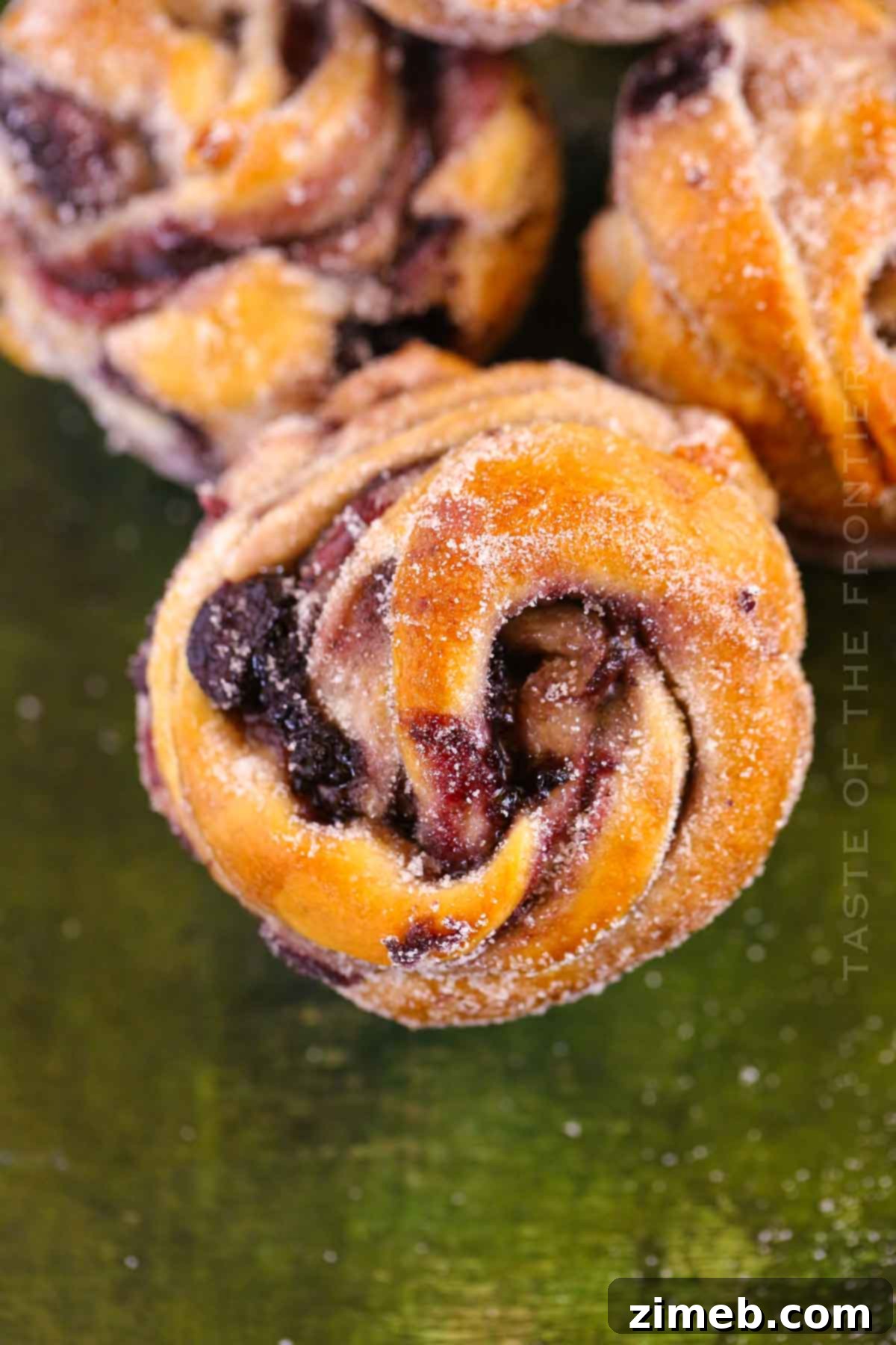 Blueberry Bliss Cruffins 16 A finished plate of recipe Blueberry Cruffins, ready to be served.