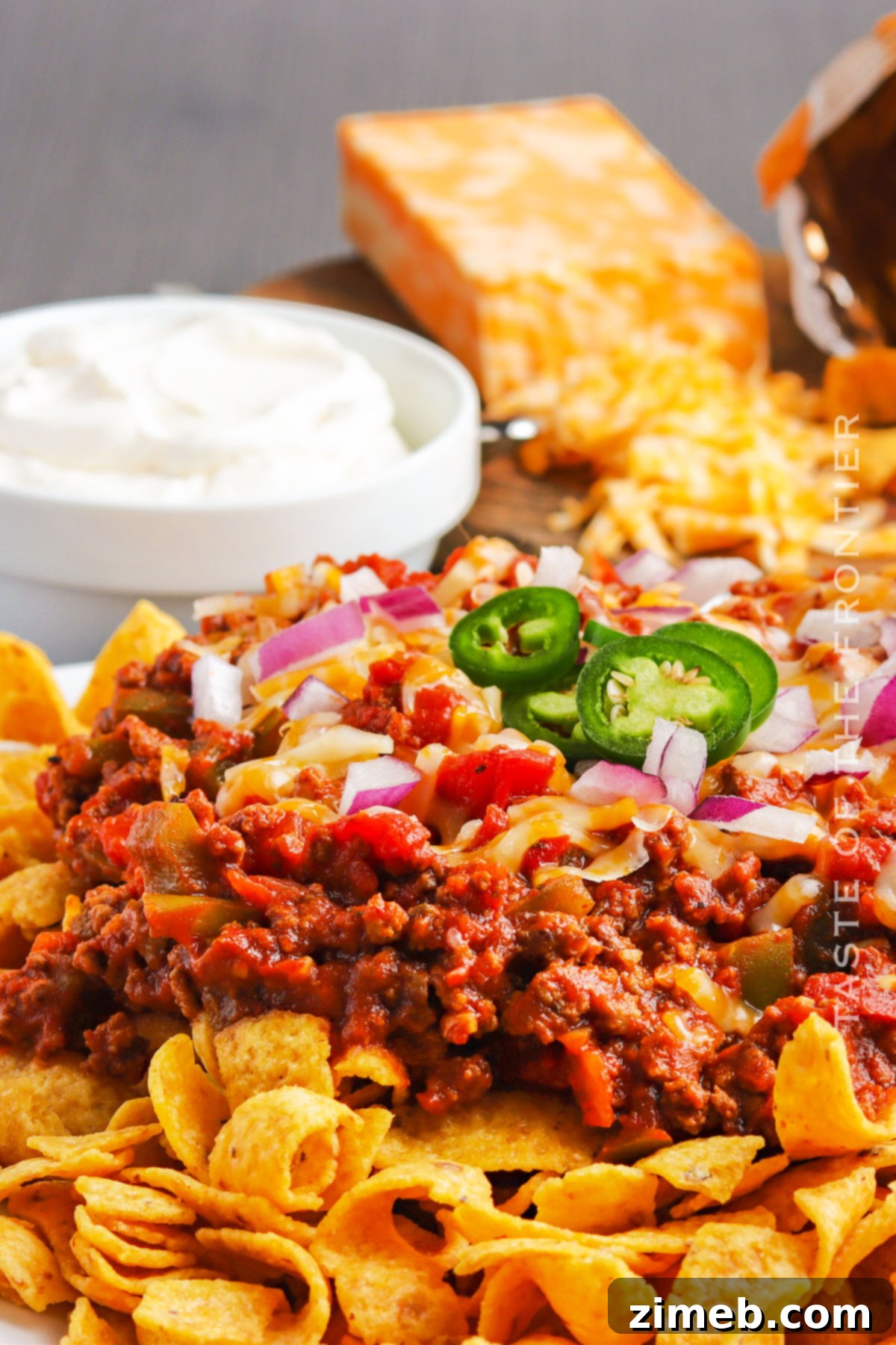 Chili Chip Comfort Bowl 15 An easy dinner idea featuring Frito chips topped with chili and melted cheese