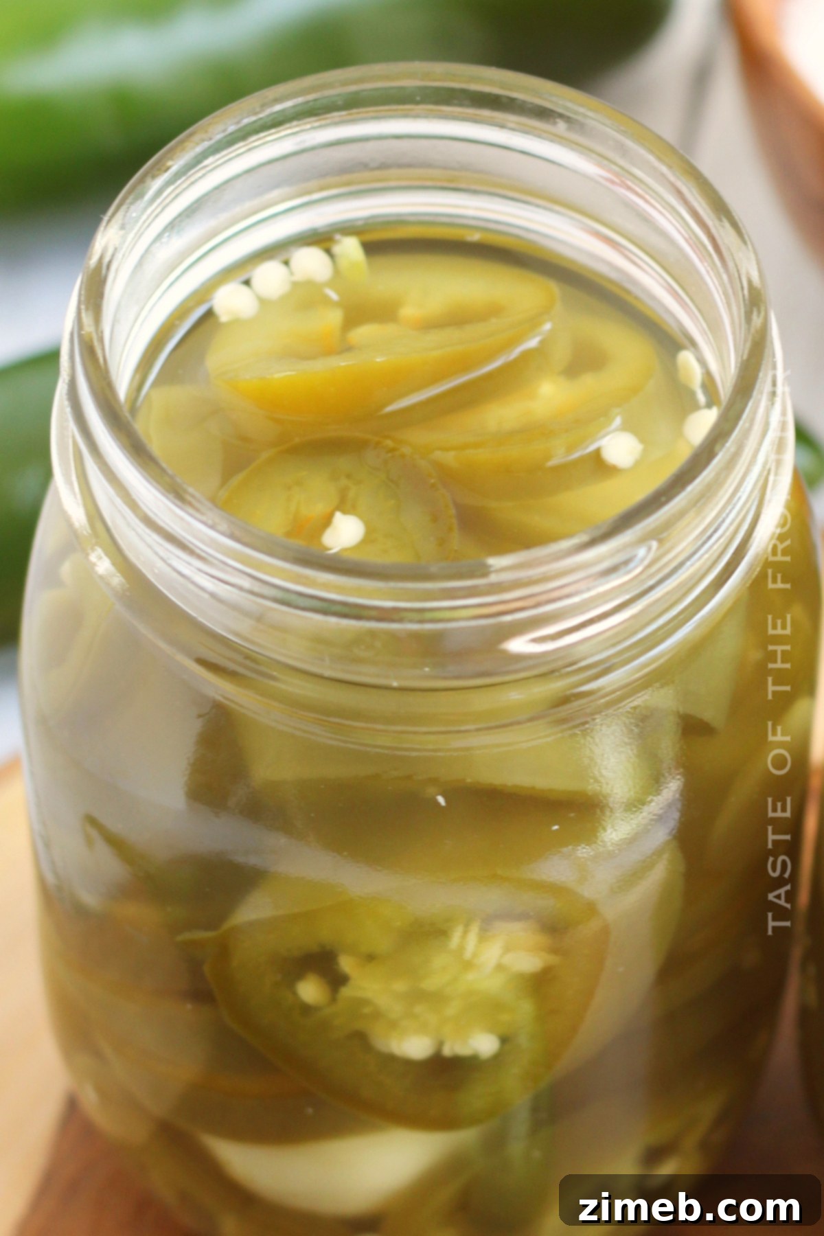 Final product of homemade pickled jalapenos in a jar