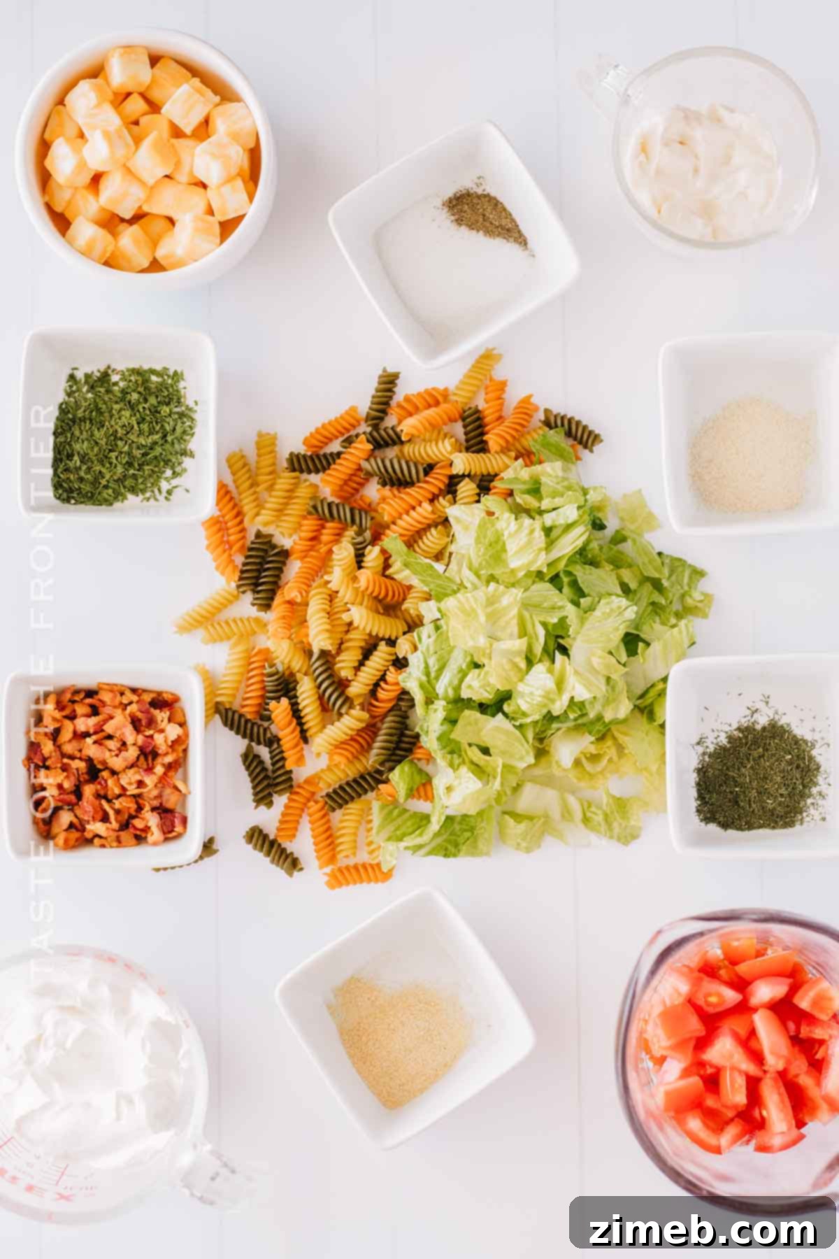 Creamy Pasta Salad ingredients