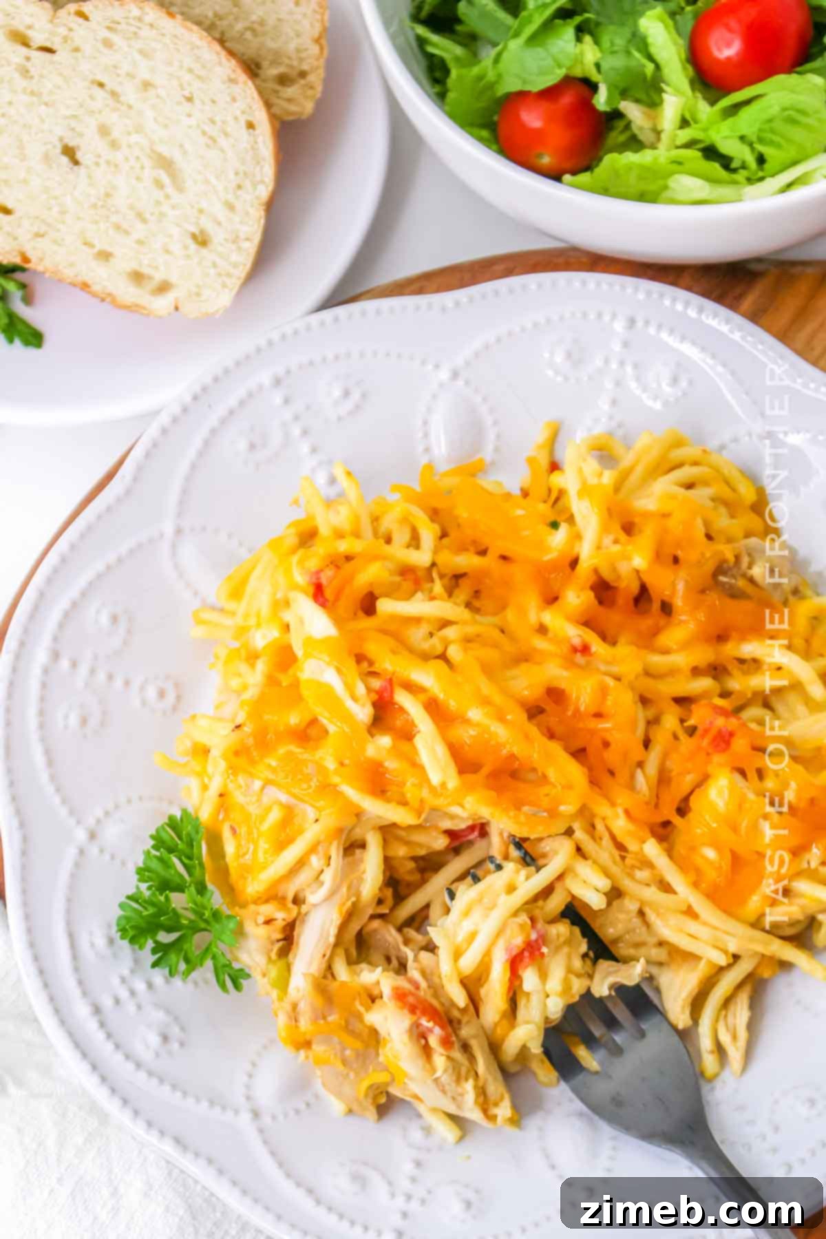 cheesy Spaghetti with rotisserie chicken