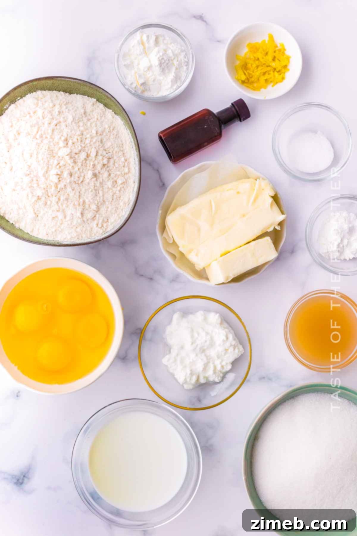 Lemon Bundt Cake ingredients laid out