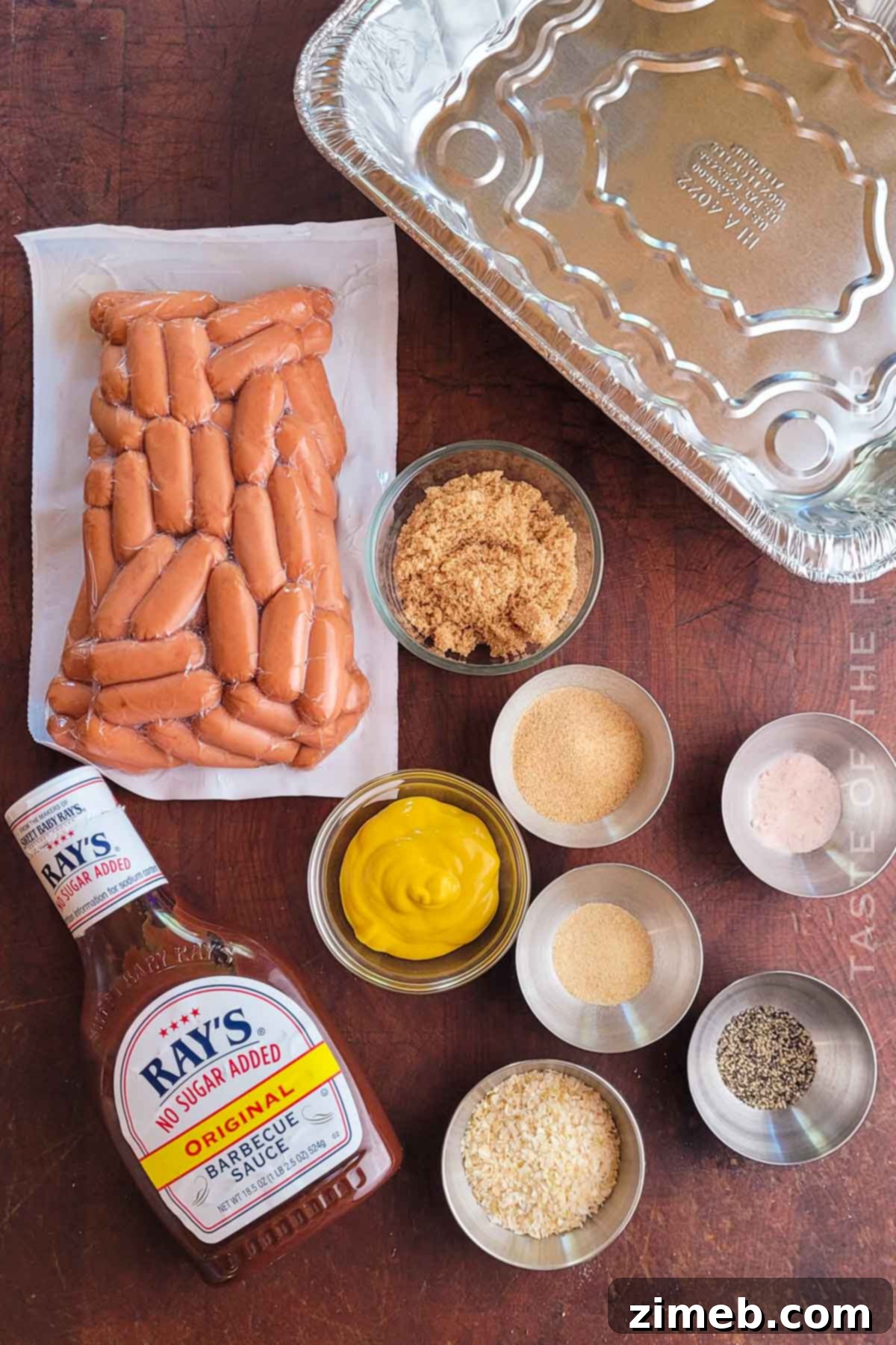 Smoky Sausage Bites 4 Key ingredients for making Smoked Little Smokies in BBQ sauce