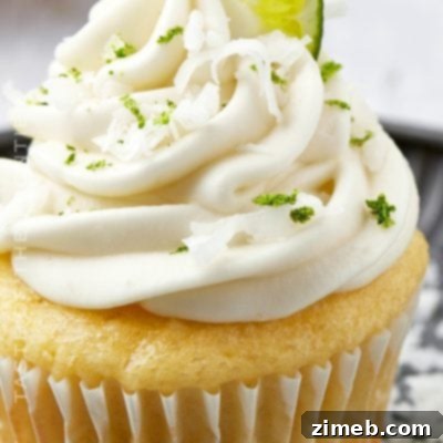 Easy Coconut Cupcakes with Lime Cream Cheese Frosting