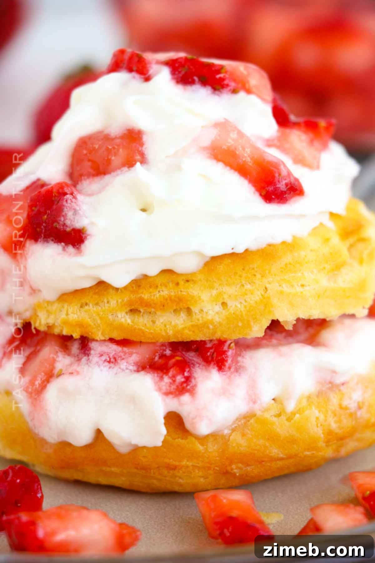 Golden Air Fryer Strawberry Shortcake Bliss 7 Quick and easy Strawberry Shortcake made in an air fryer, ready to be served.