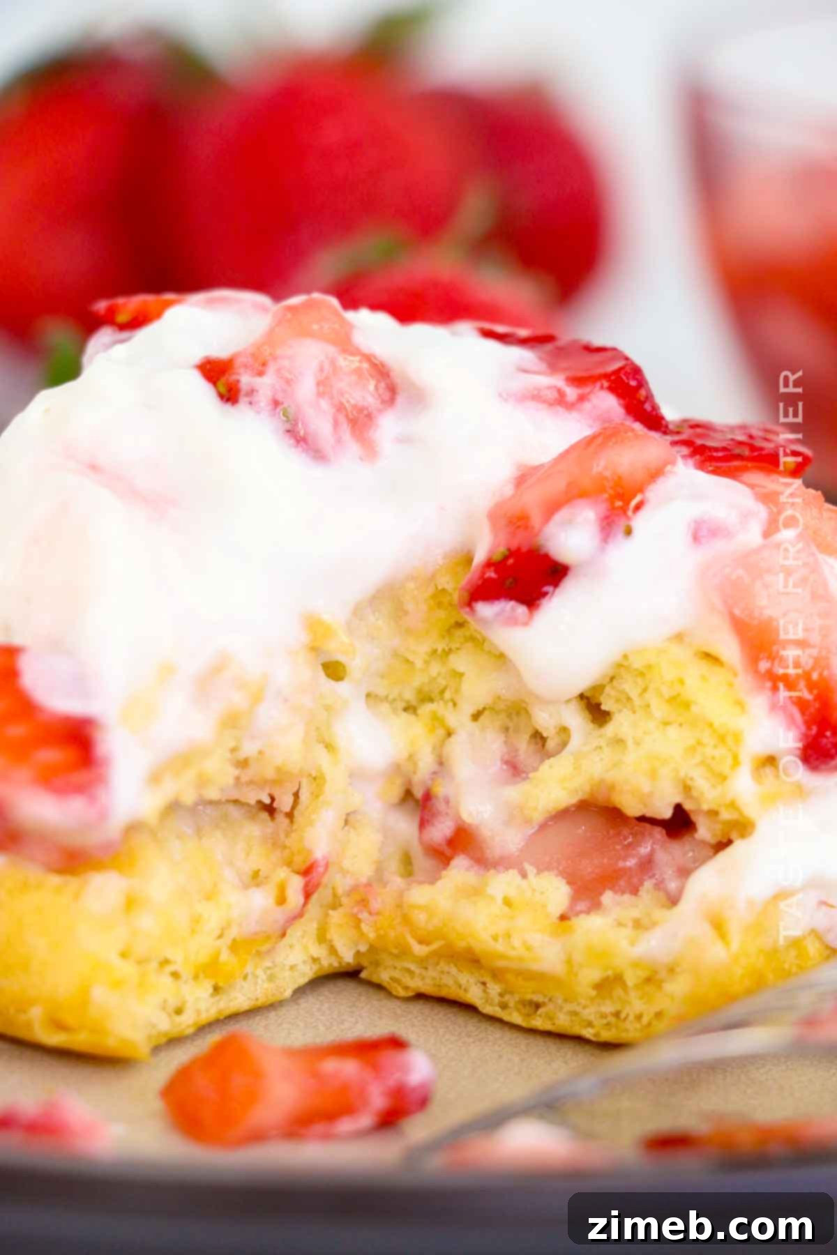 Golden Air Fryer Strawberry Shortcake Bliss 8 Super easy Strawberry Shortcake, presented beautifully on a plate.