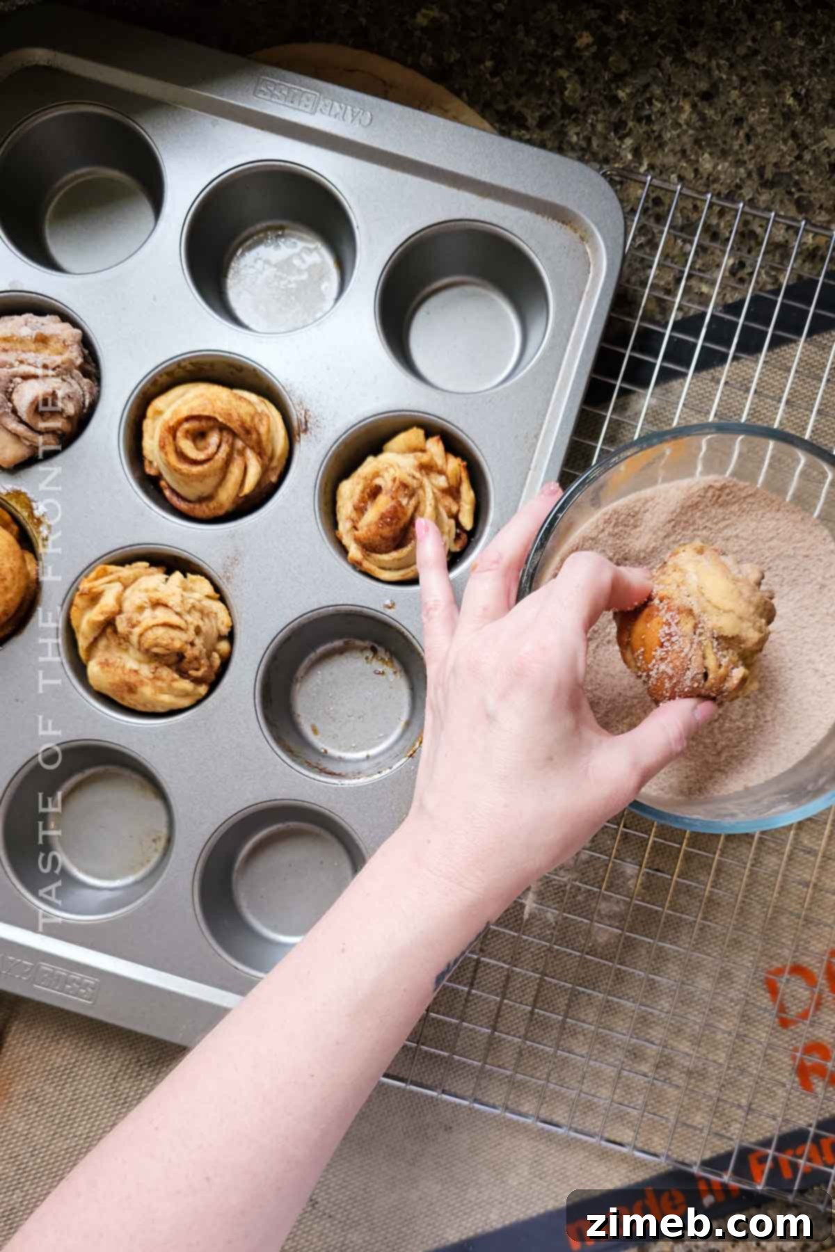 Guilt-Free Keto Cruffin Delights 8 Rolling keto cruffins in cinnamon coating