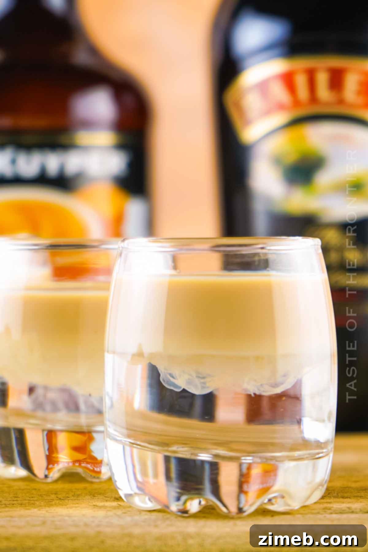 Buttery Nipple Shots ready to be served at a party