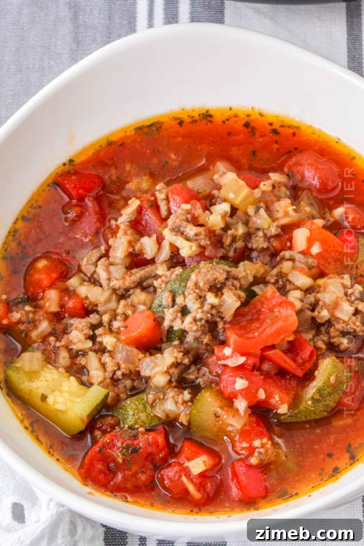 Slow Cooker Zucchini Soup in a serving bowl