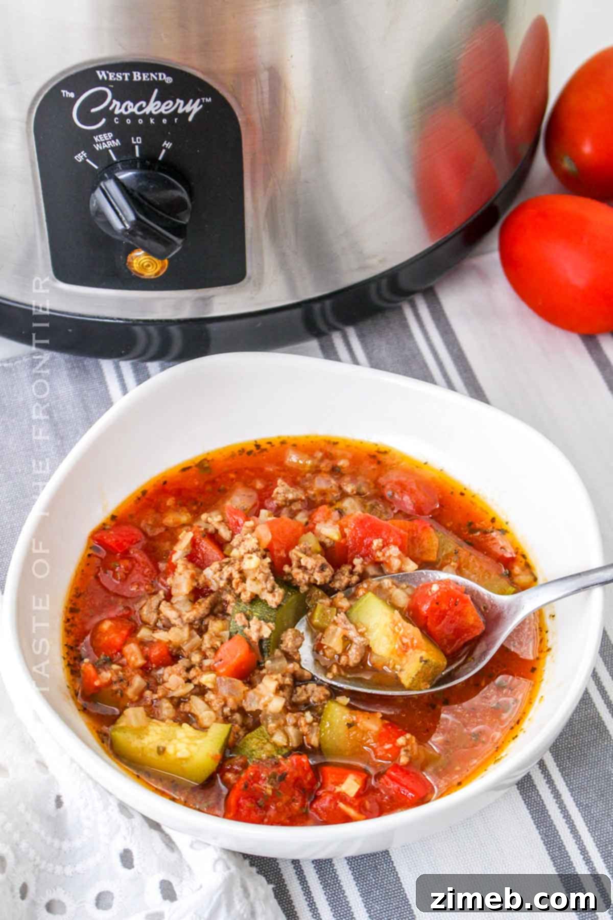Easy vegetable sausage soup in a large pot