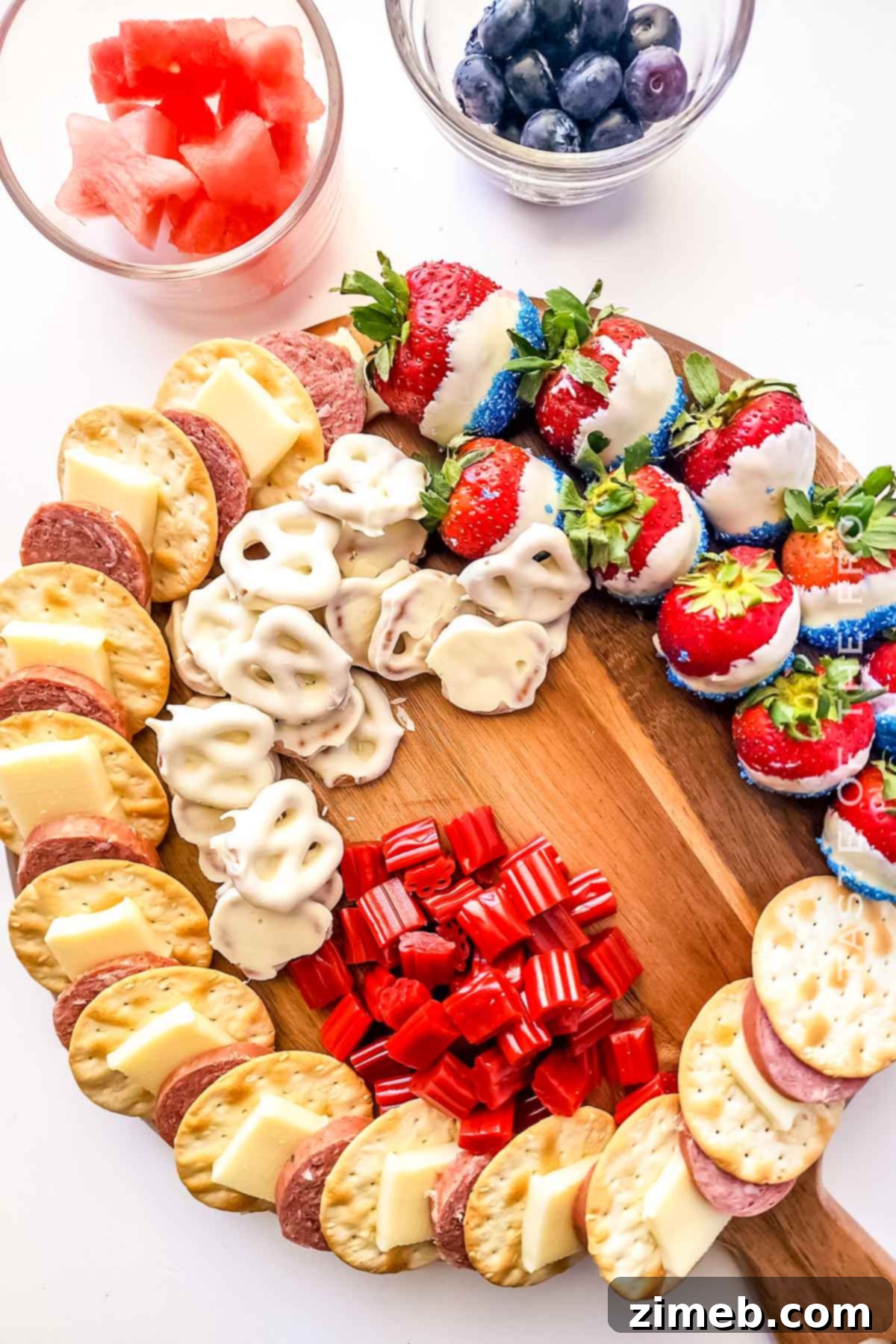 Patriotic Charcuterie Board 8 Adding licorice to a summer themed party food board