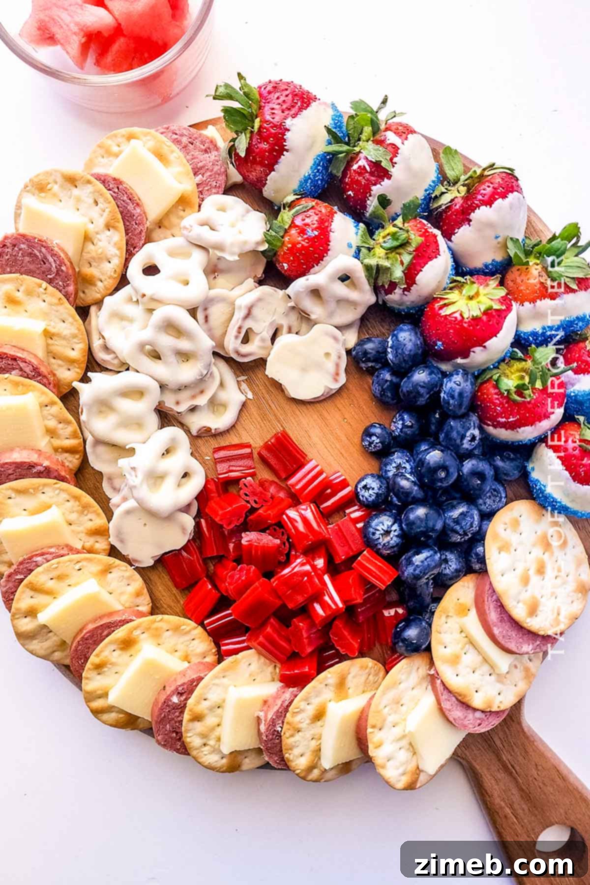 Patriotic Charcuterie Board 9 Summer holiday snack board for July 4th