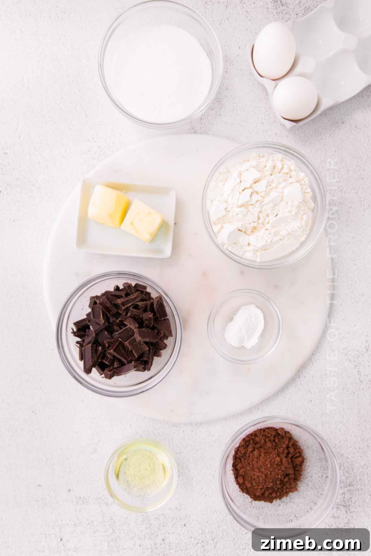 Chewy Fudgy Brownie Cookies 4 Brownie Cookie ingredients laid out for rich chocolate baking.