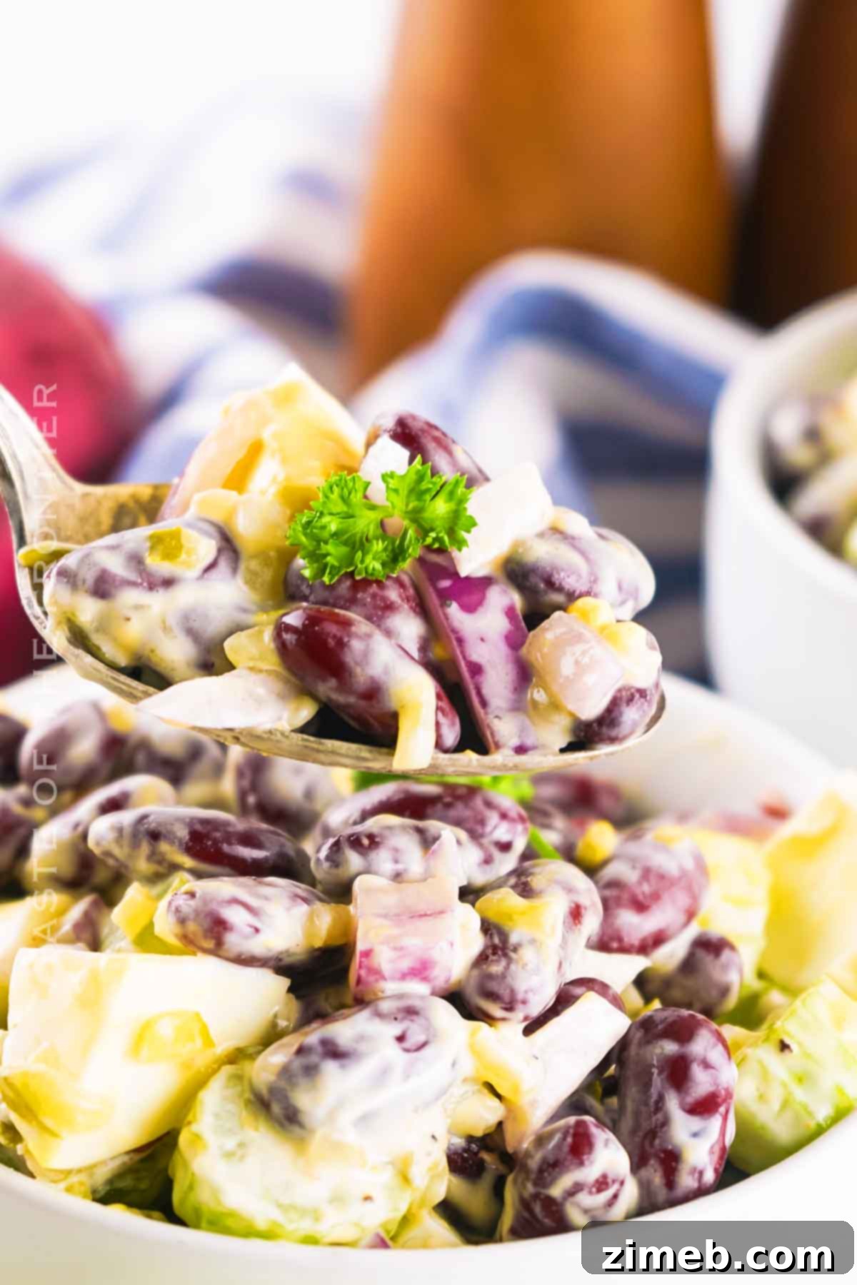 Creamy Kidney Bean Salad with Mayo, a family favorite.