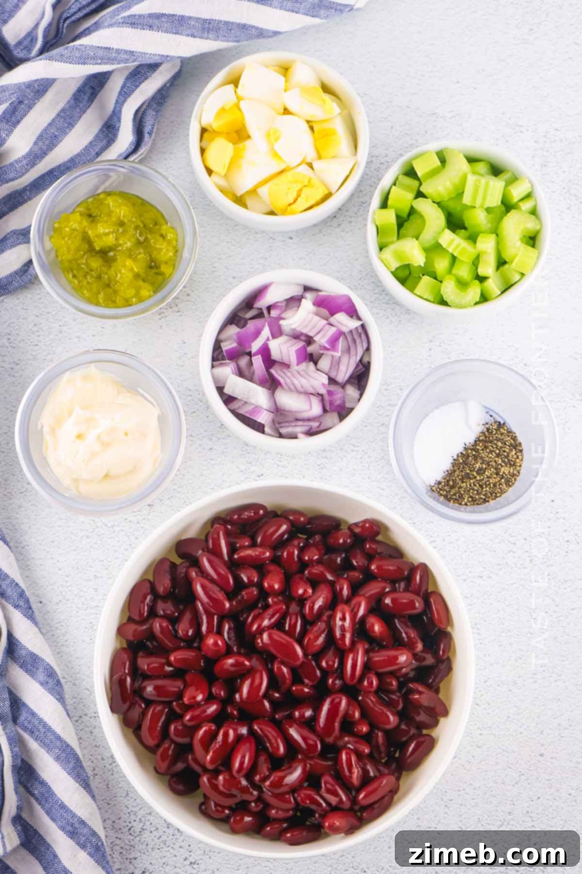 Ingredients for a delicious and easy Kidney Bean Salad.