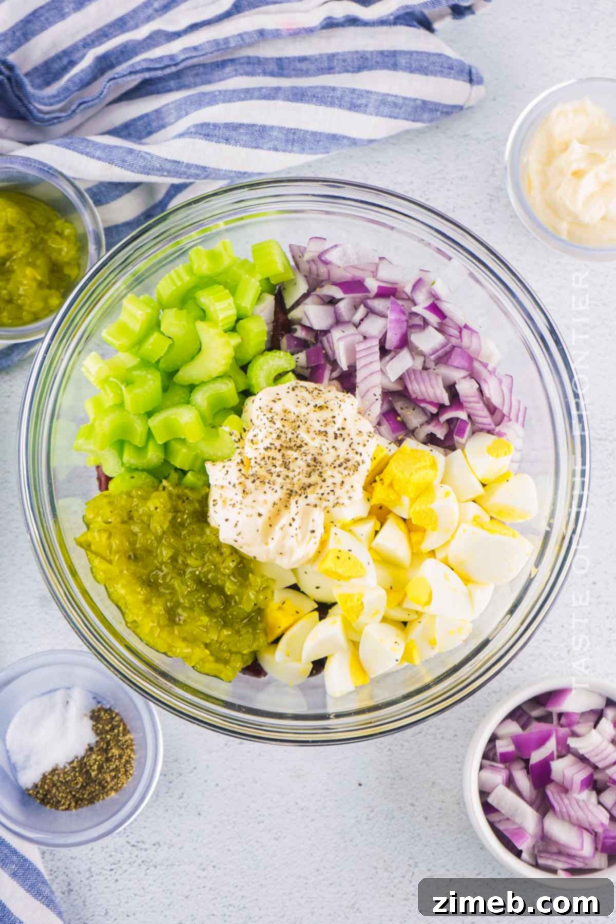 How to make Kidney Bean Salad: combining ingredients in a bowl.