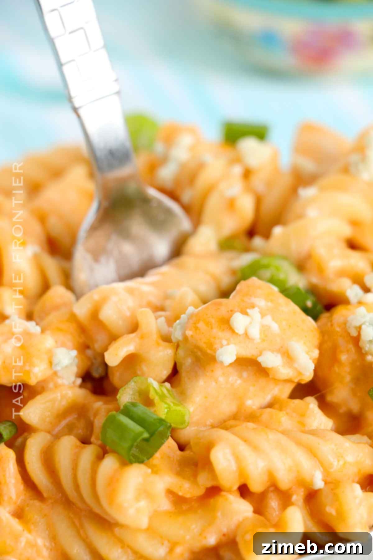 Serving Instant Pot Buffalo Chicken Pasta
