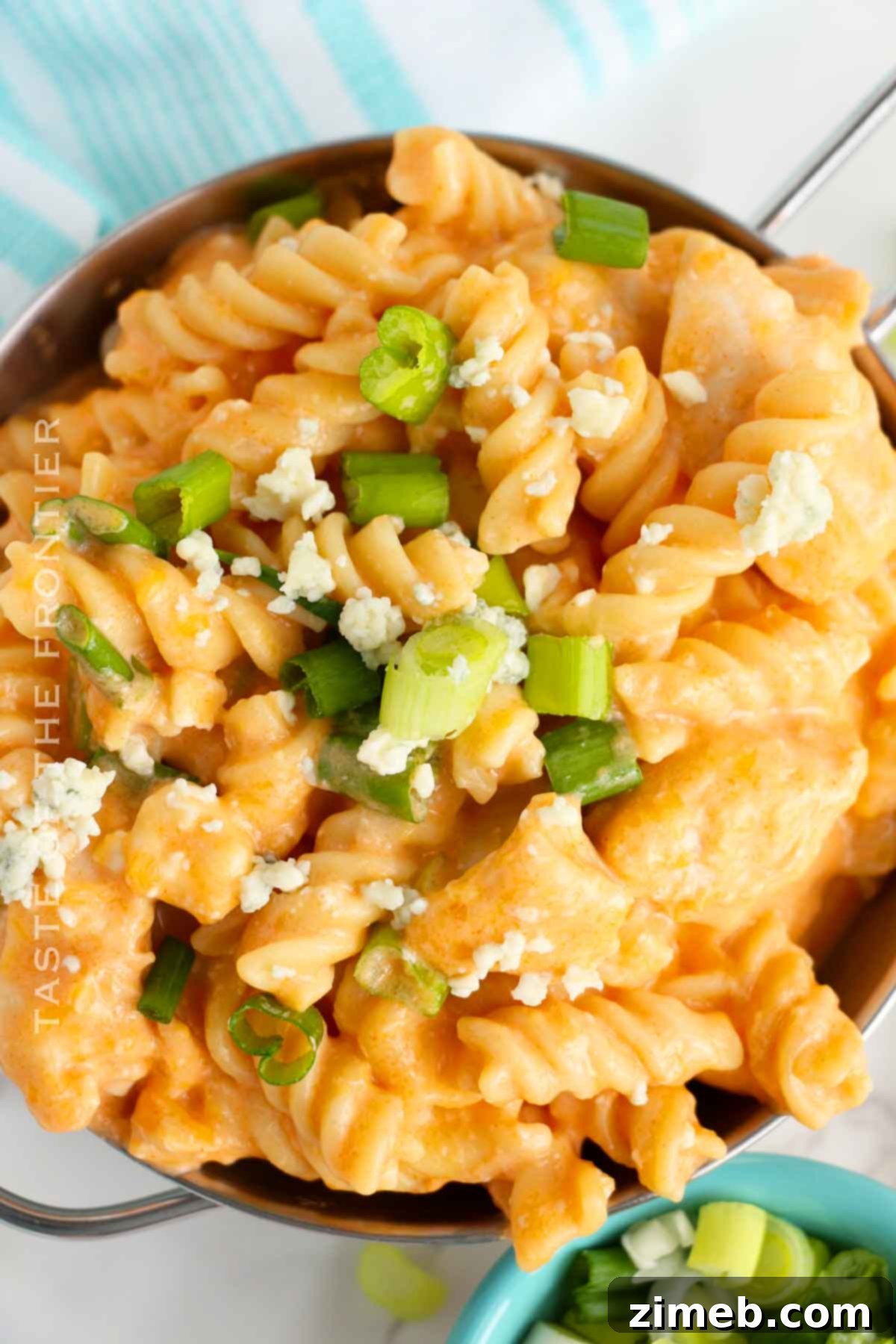 Creamy Instant Pot Pasta Spirals with Buffalo Chicken