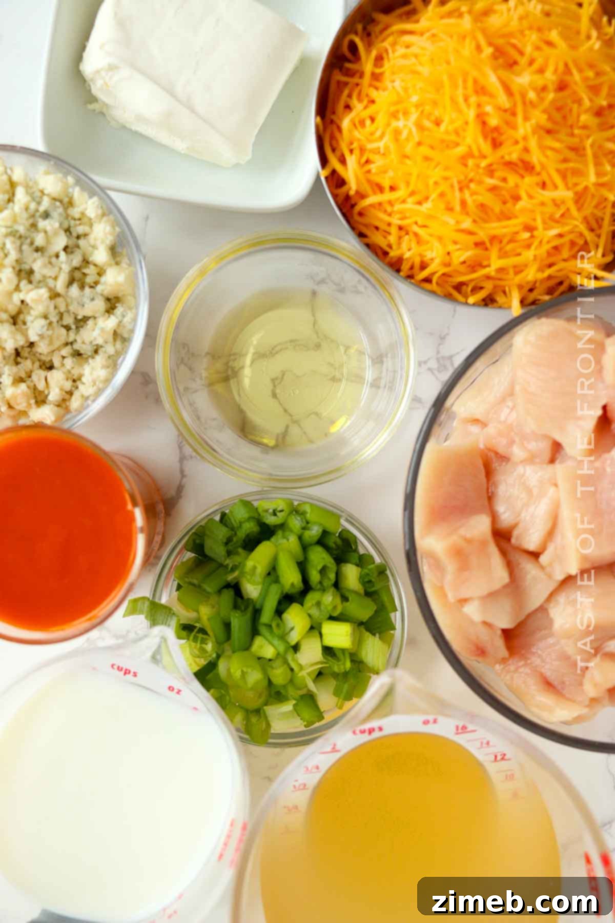 Key ingredients for Buffalo Chicken Pasta
