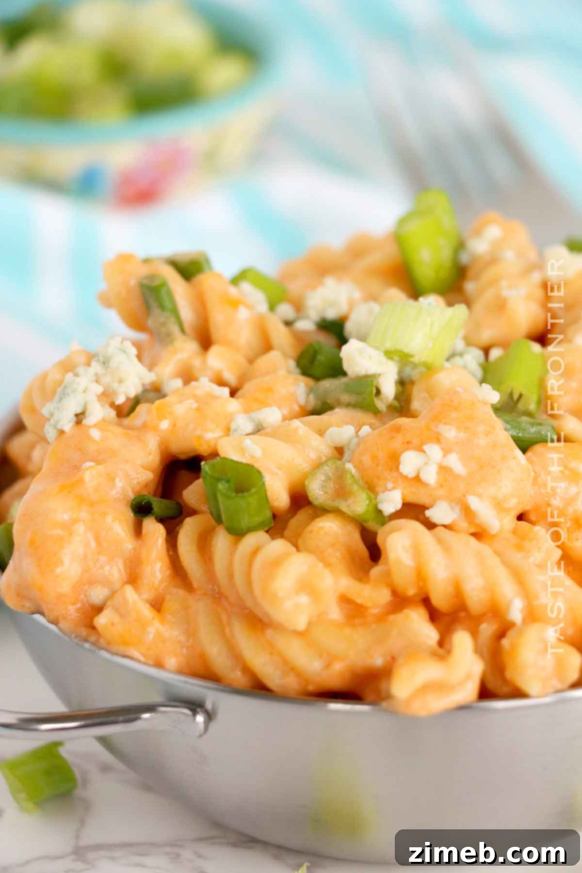 Instant Pot pasta dinner featuring buffalo chicken