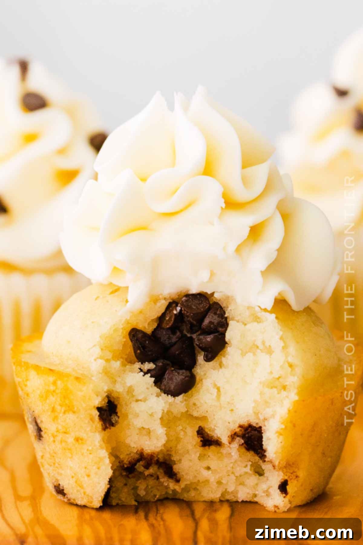 Chocolate Chip Cupcakes with a hidden chocolate chip filling