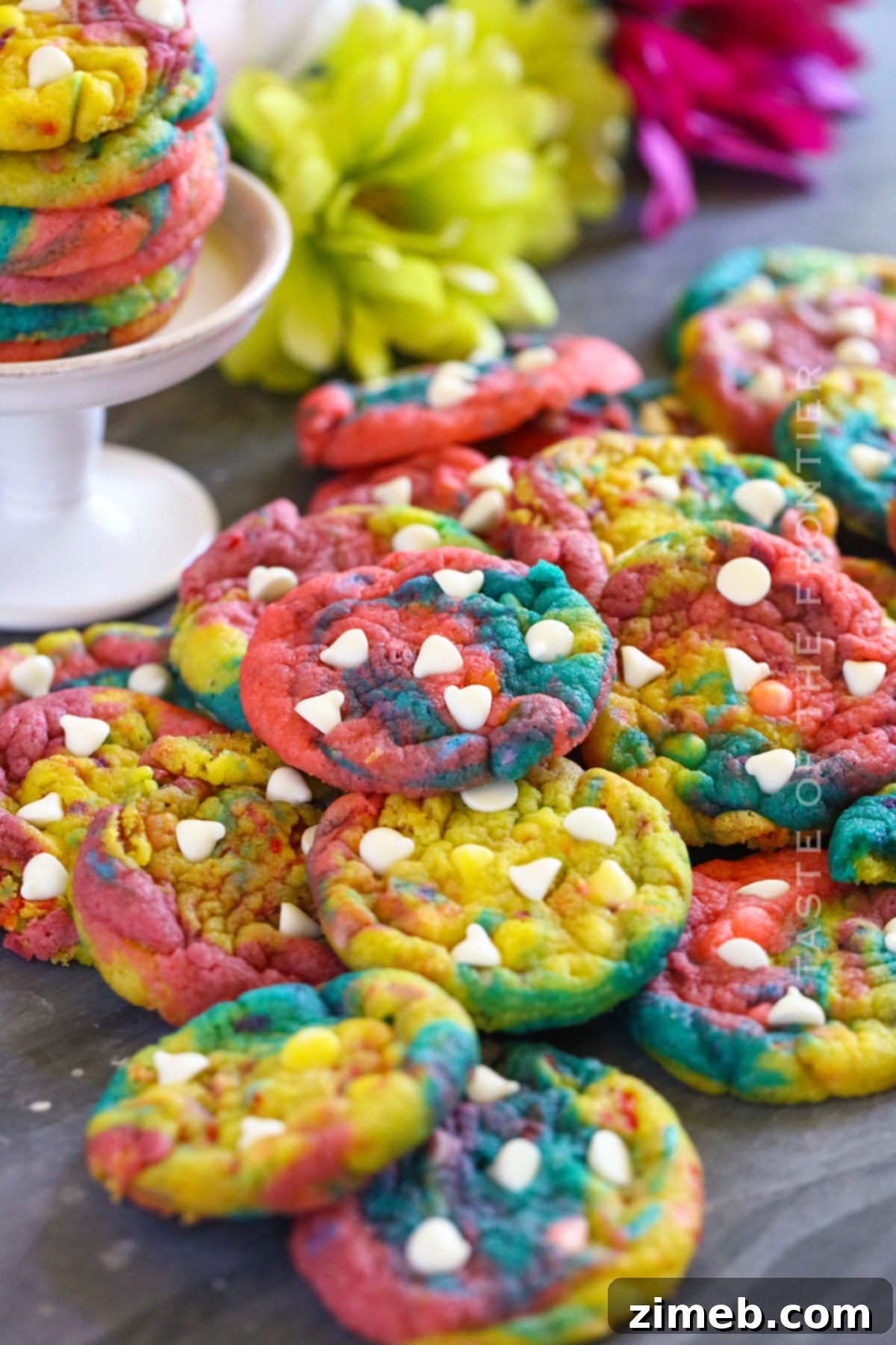 Marble multi-colored cookies, a whimsical Unicorn Cookie creation.