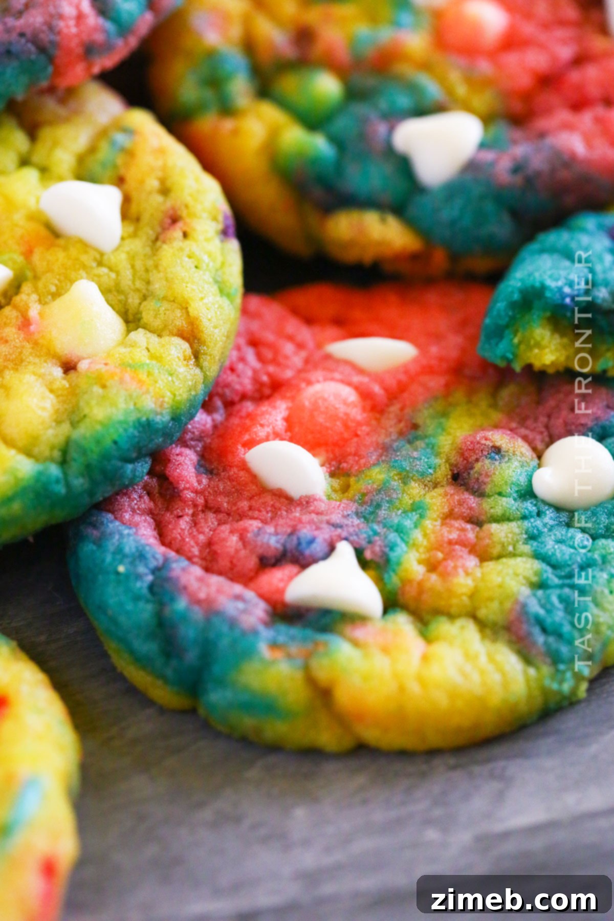 Unicorn Sugar Cookies with vibrant swirls, a magical treat.