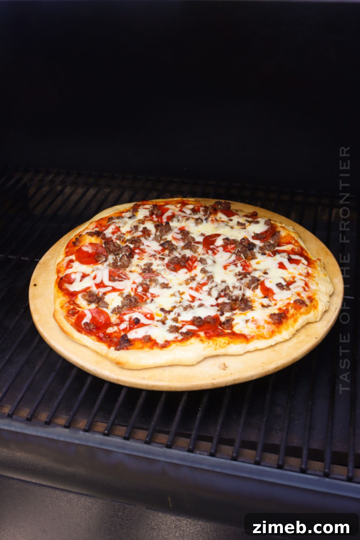cooking pizza on the smoker