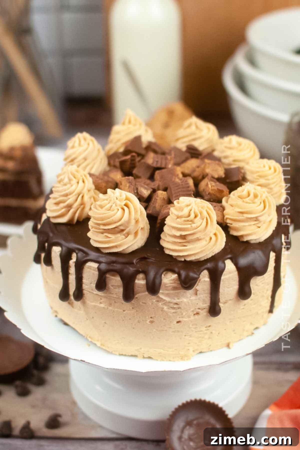 Rich Chocolate Peanut Butter Bliss 15 Chocolate Cake with Peanut Butter Frosting recipe card image