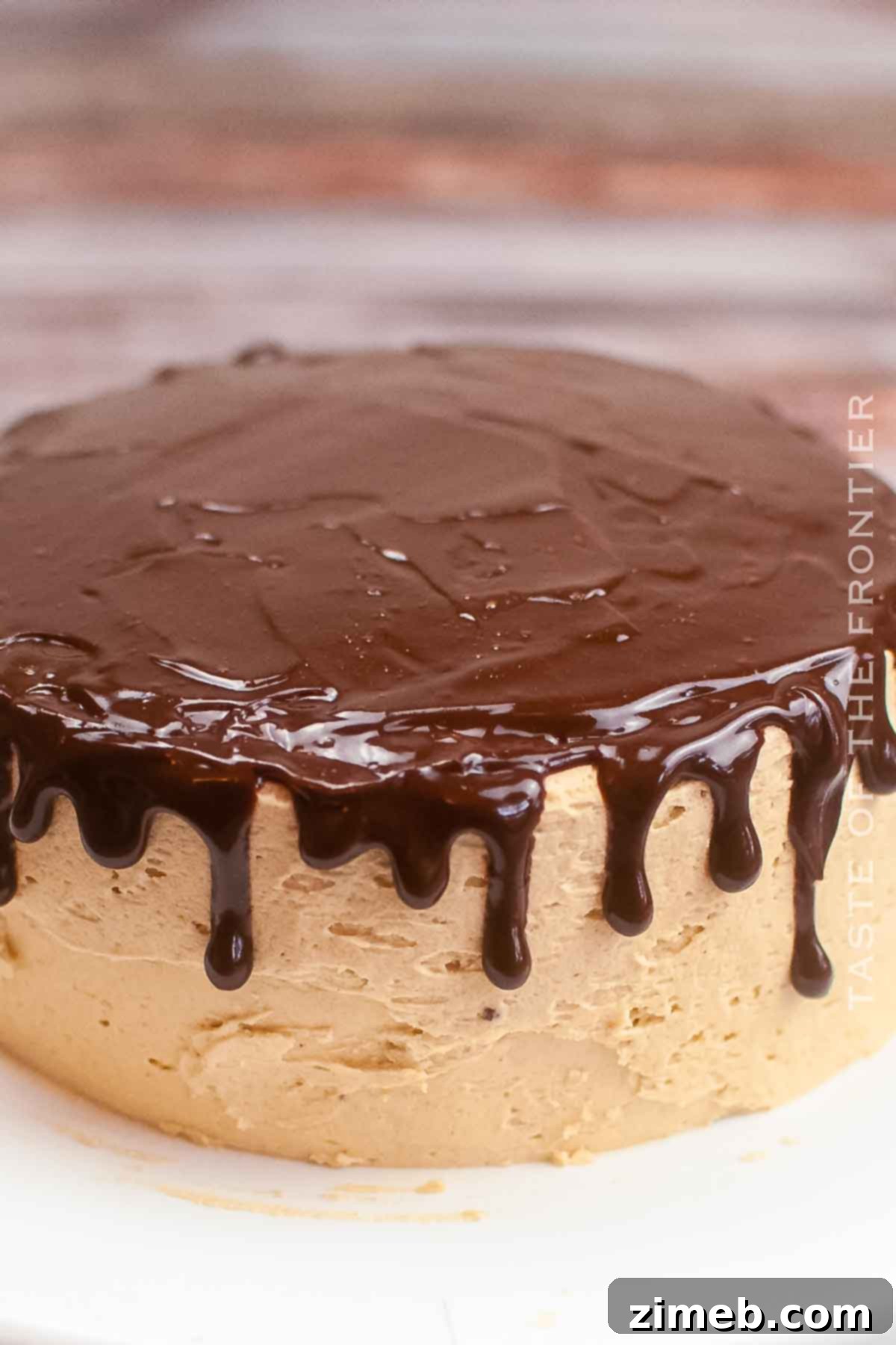 Rich Chocolate Peanut Butter Bliss 8 Chocolate ganache drip on cake