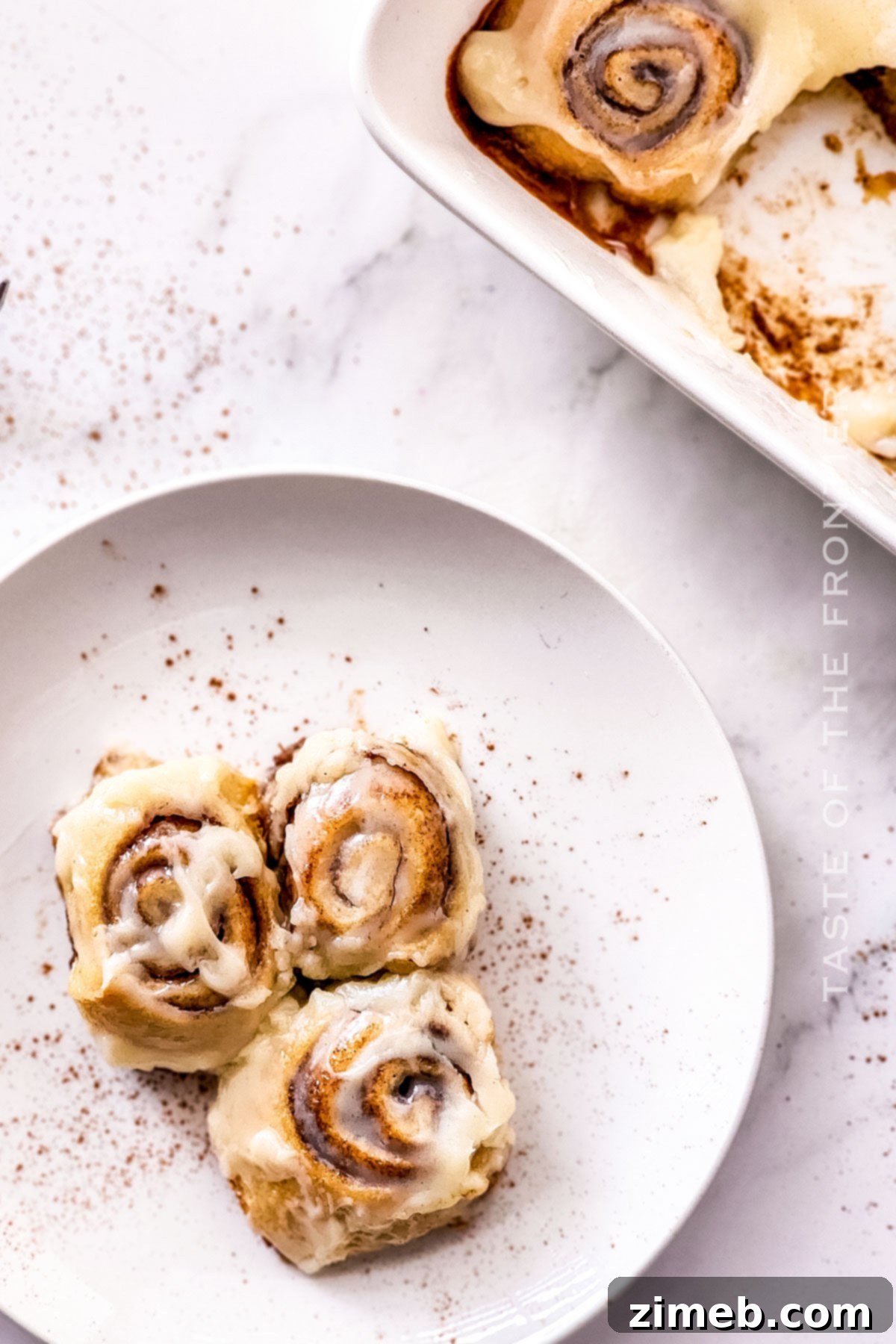 Close-up of a plate of Crescent Roll Cinnamon Rolls, a perfect breakfast treat with warm cinnamon flavors.