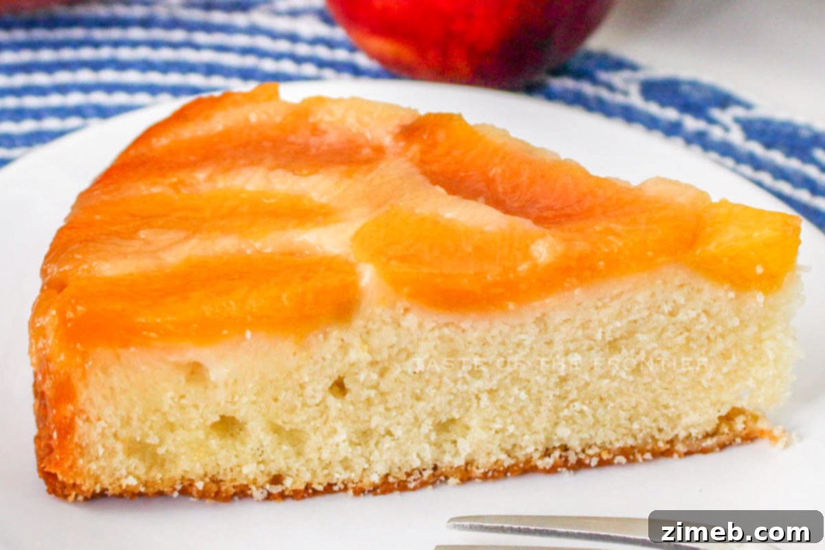 upside down cake with sliced peaches