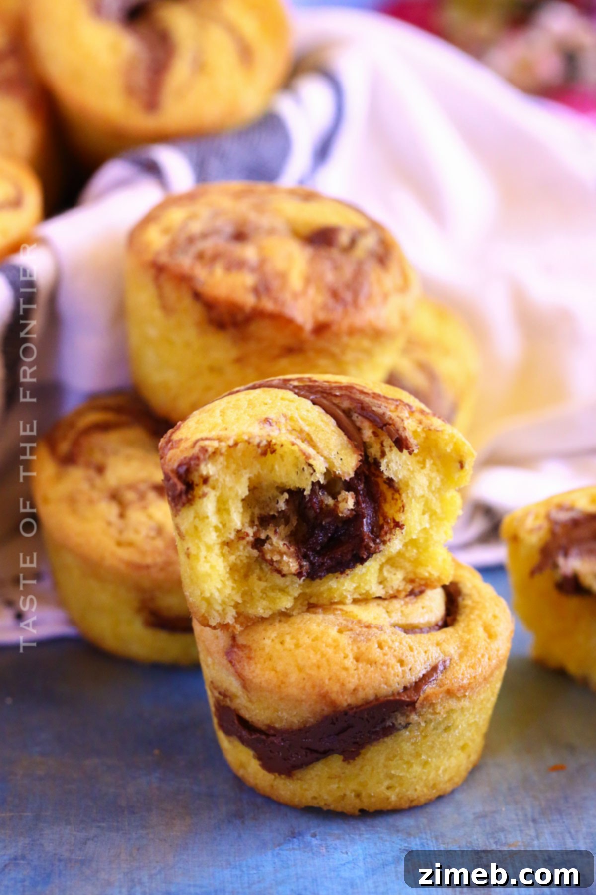 hazelnut spread inside the muffins