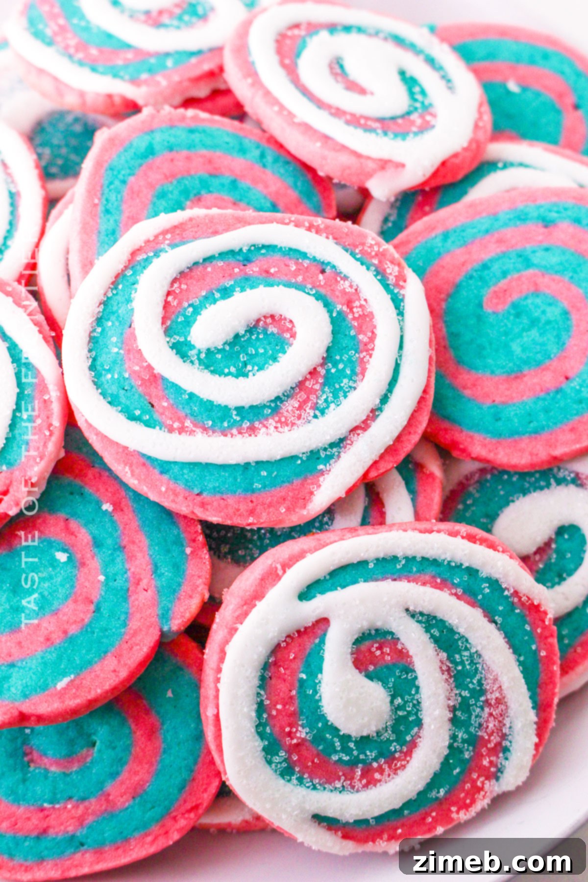 Swirl Pinwheel Cotton Candy Cookies with Icing and Sprinkles