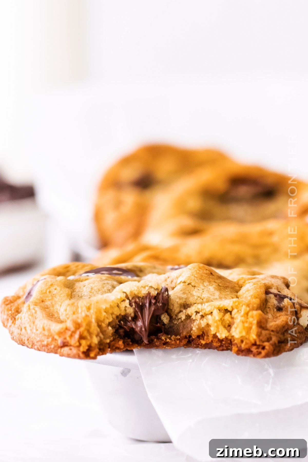 bite out of a chocolate chip cookie