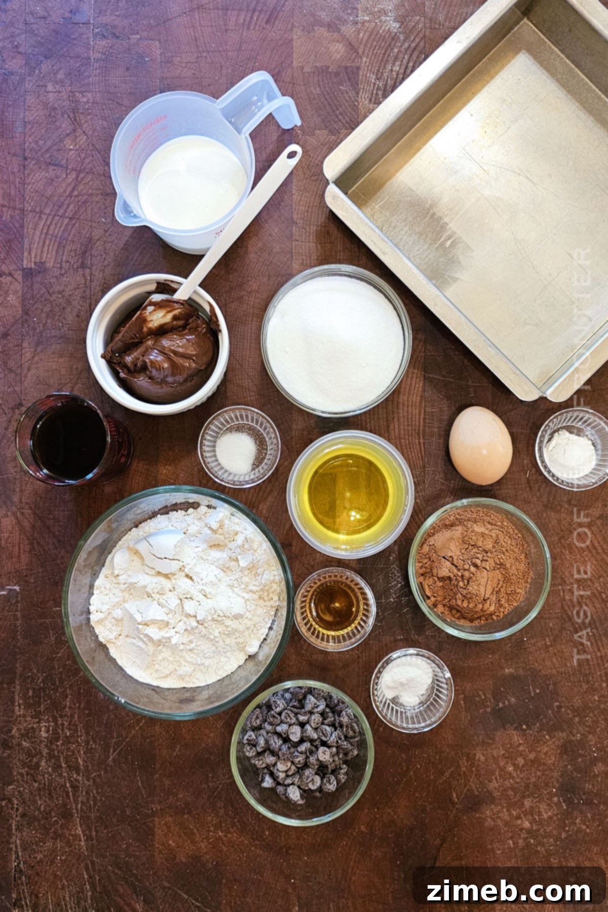 Ultimate Nutella Indulgence 4 Nutella Cake ingredients laid out for baking