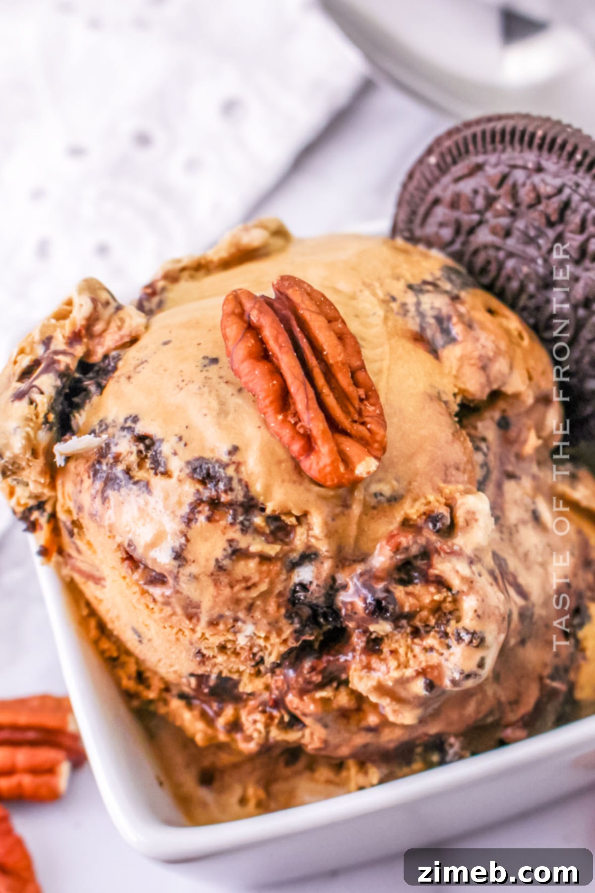 Decadent Mississippi Mud Ice Cream 9 homemade Mississippi Mud Ice Cream in a container
