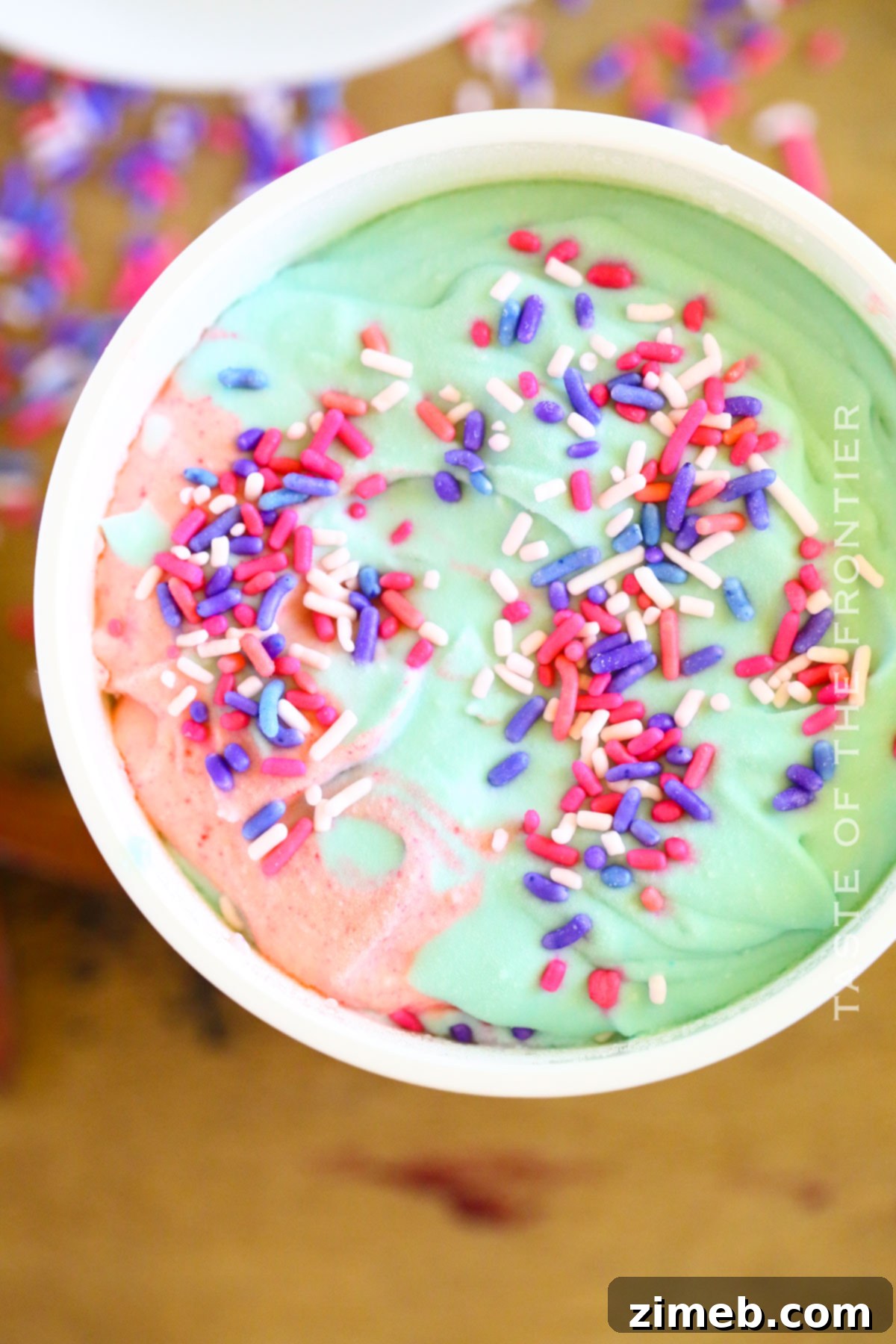 frozen pink and blue ice cream