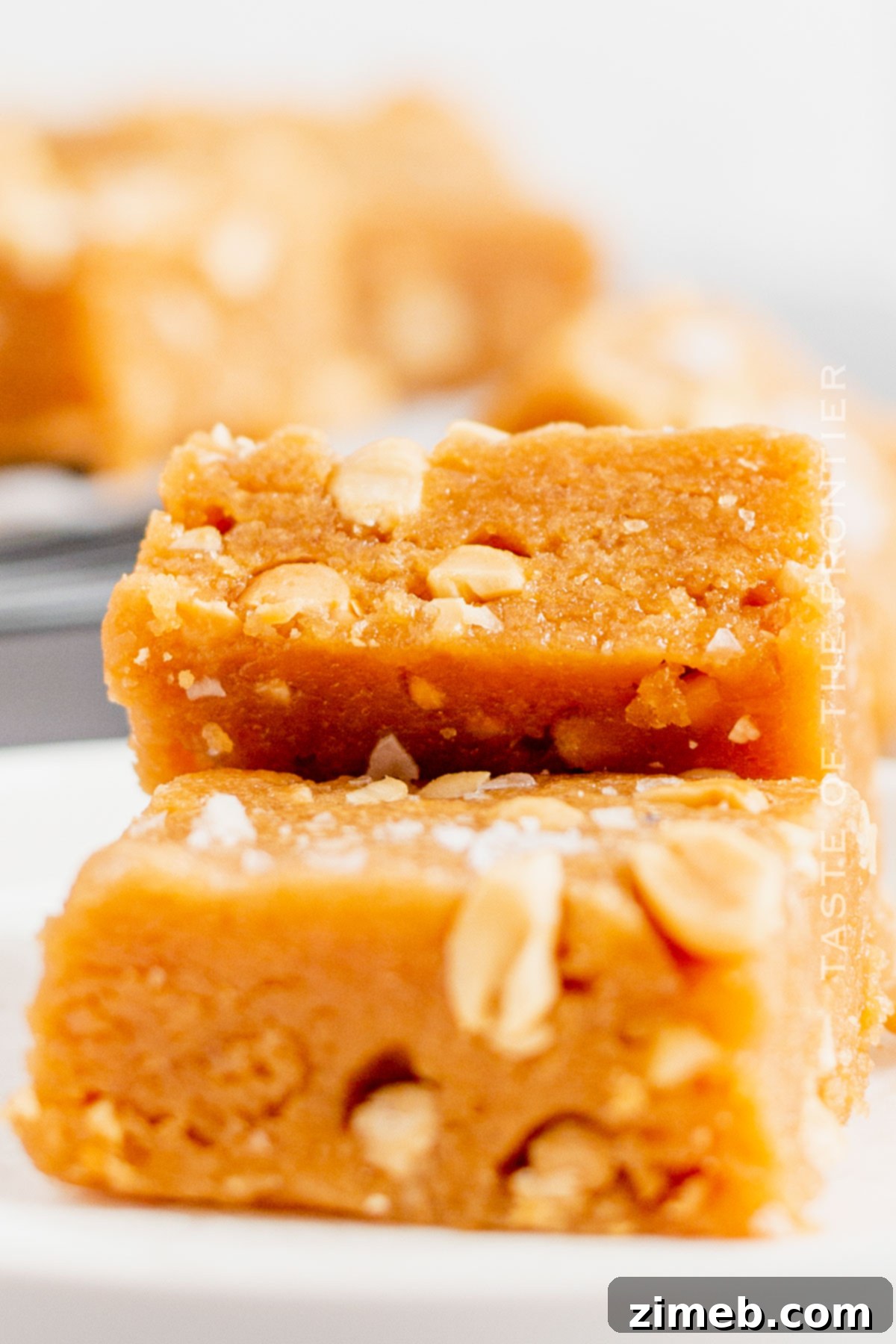 Chewy Peanut Butter Blondies with a sprinkle of peanuts