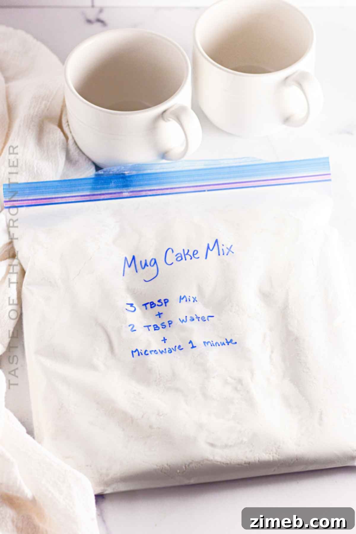 Easy Cake Mix Mug Treats 6 Prepared cake mix for mug cakes stored in an airtight bag