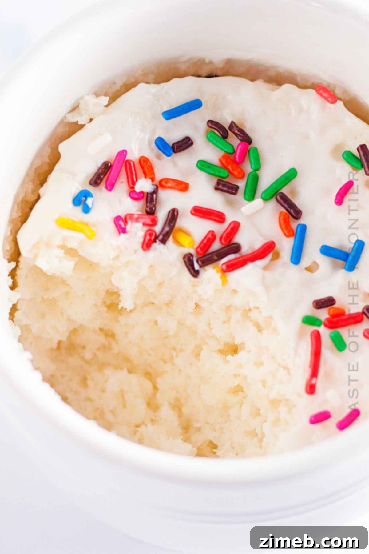 Easy Cake Mix Mug Treats 9 Close-up of a personal white mug cake