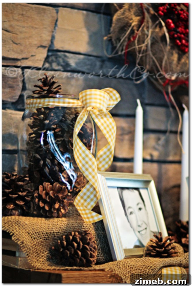 Rustic Winter Mantle Decor with Cherished Family Photos