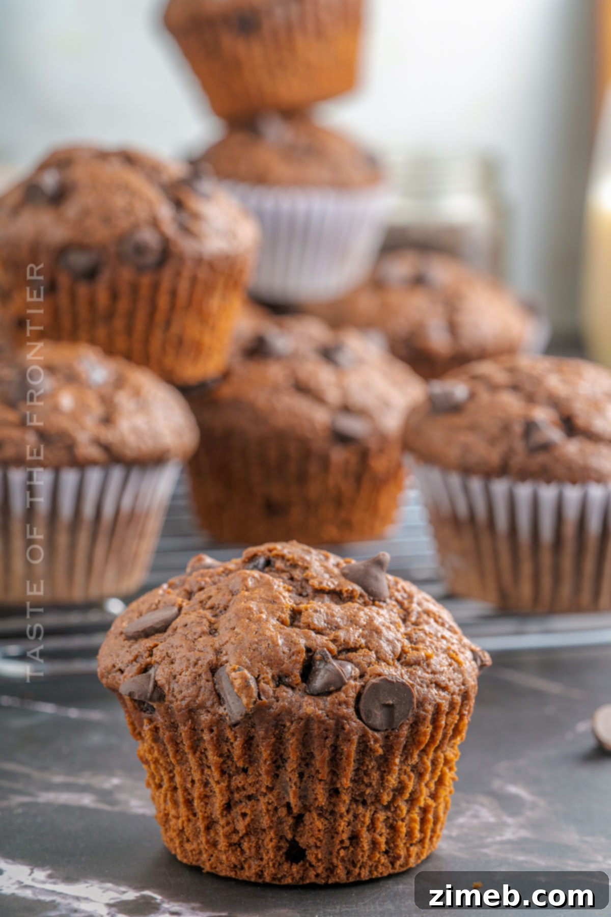 An easy muffin recipe for double chocolate muffins.