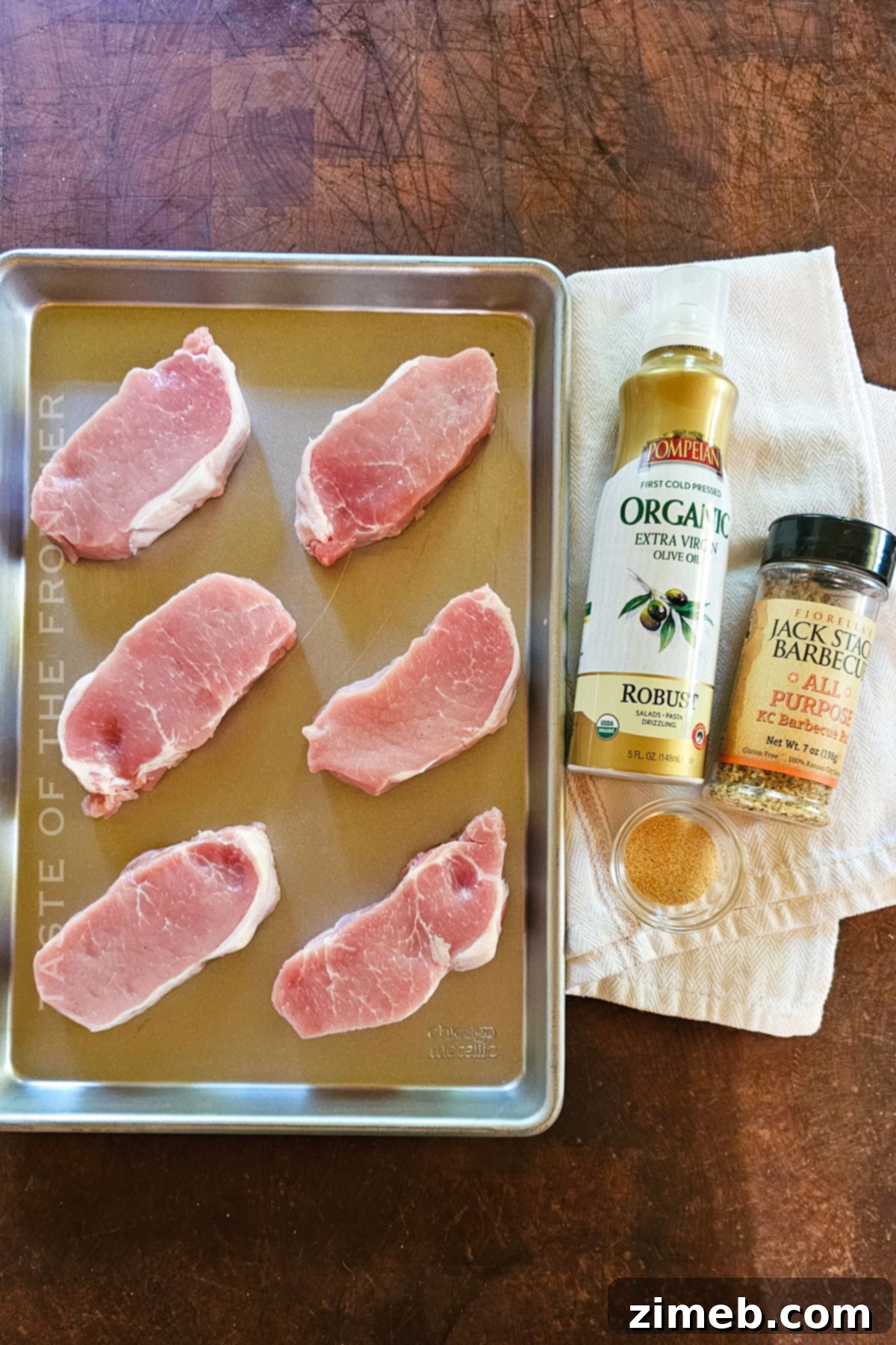 Smoked Pork Chop ingredients laid out